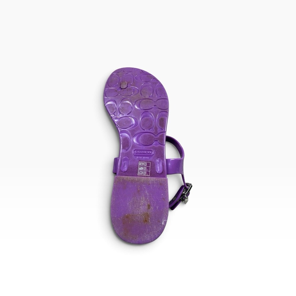 Coach Piccadilly Purple Jelly Sandals Women's Size 6B Logo Charm Buckle - Picture 8 of 10